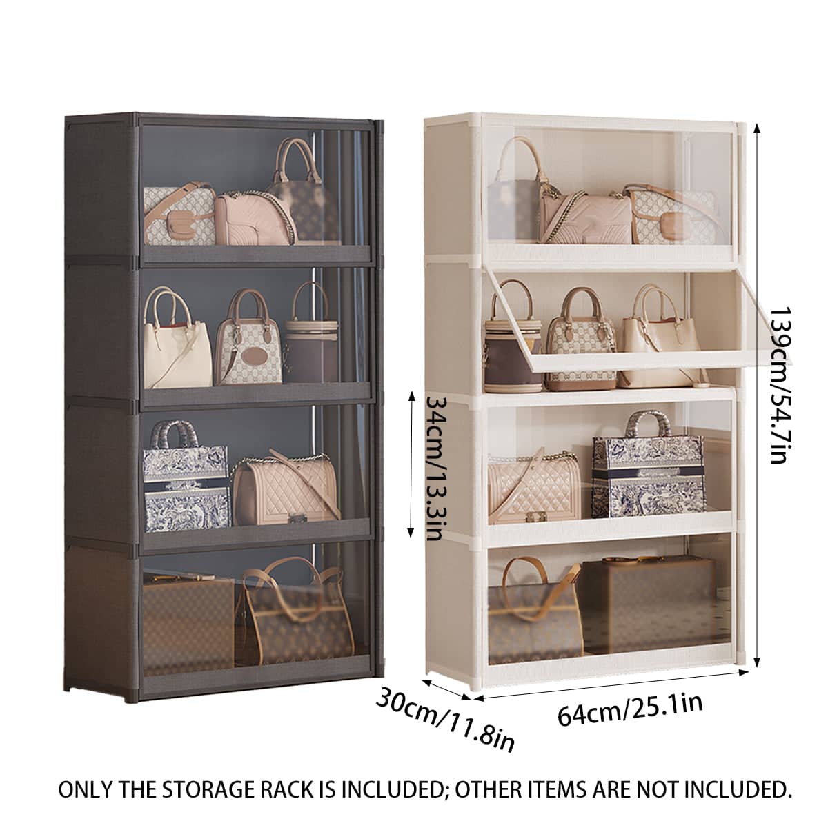 Dustproof Storage Cabinet with Clear Doors - Black, 139 cm High - view 4