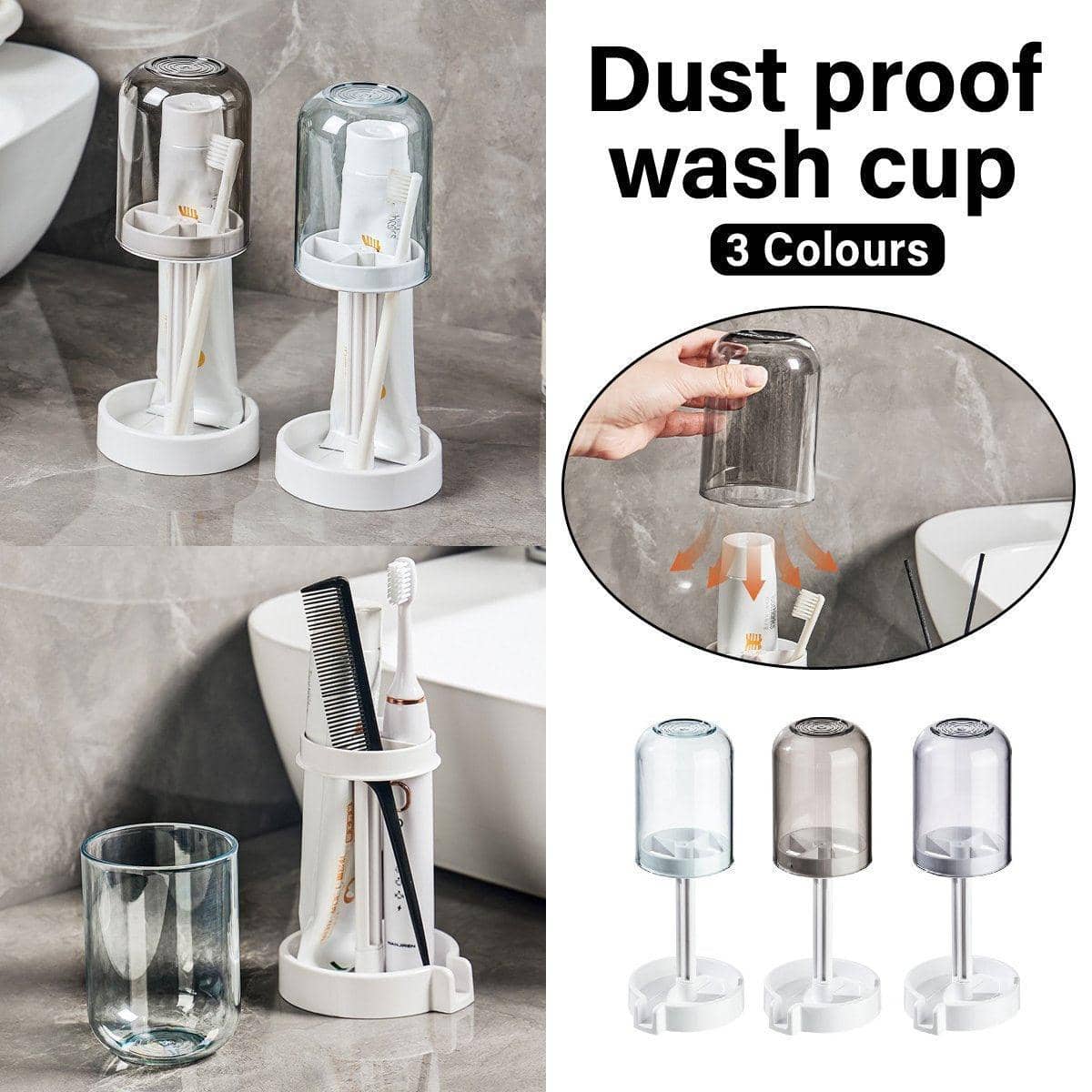 Dustproof Toothbrush Holder with Cover and Wash Cup - Purple - view 2
