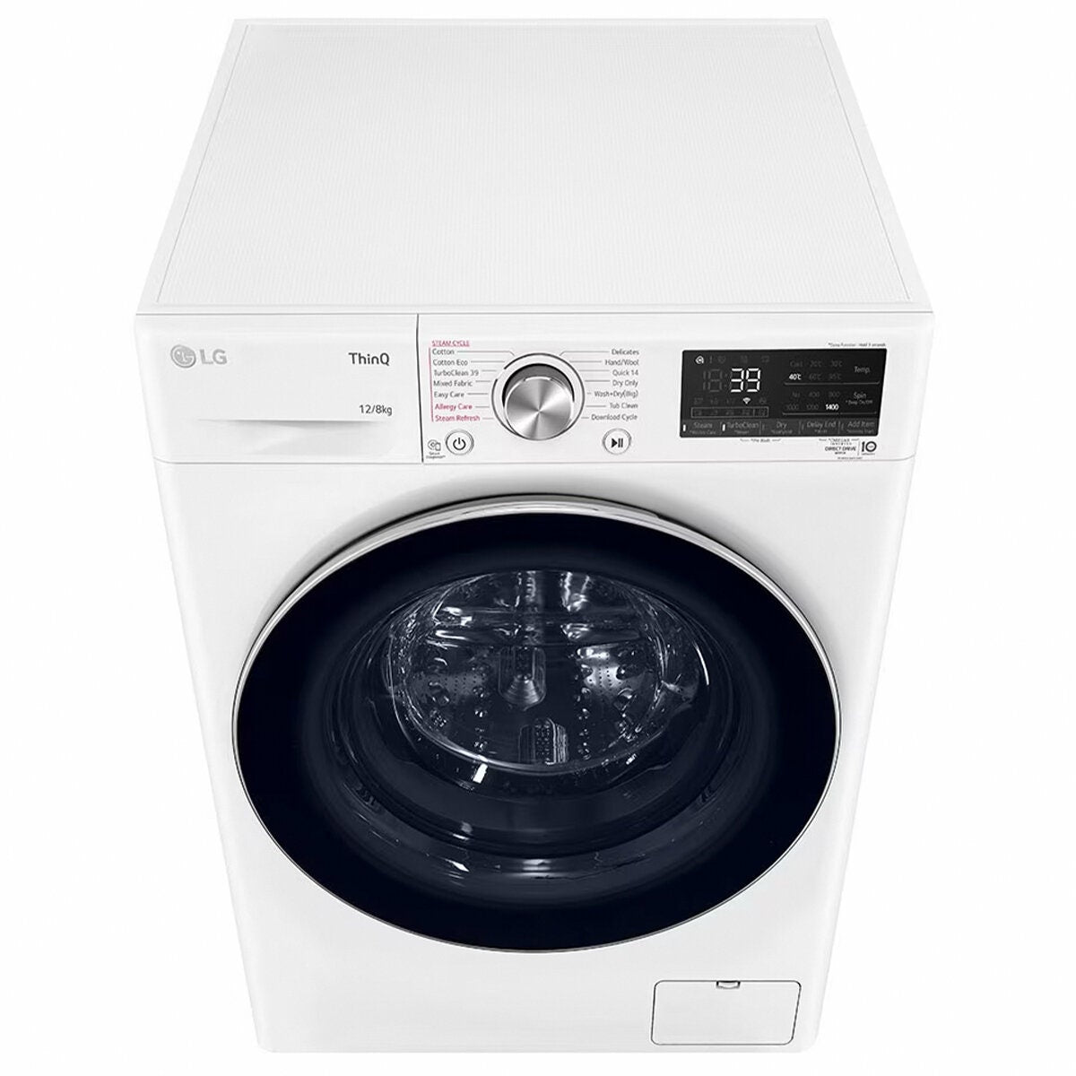 LG Series 9 12kg/8kg Front Load Washer Dryer Combo - Steam, Direct Drive Motor - White - WVC9-1412W