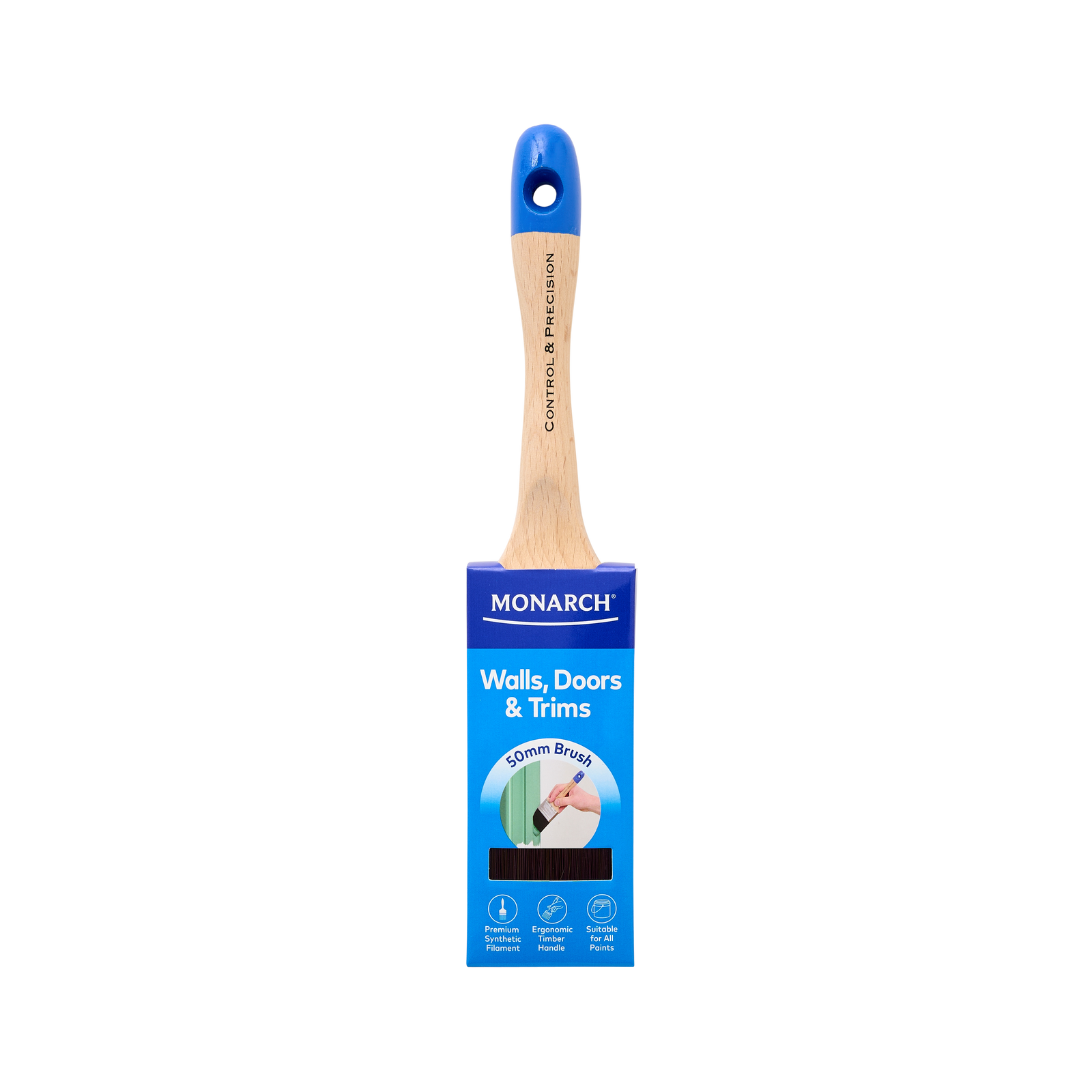 Monarch 50mm Walls Doors and Trims Synthetic Paint Brush, Timber Handle