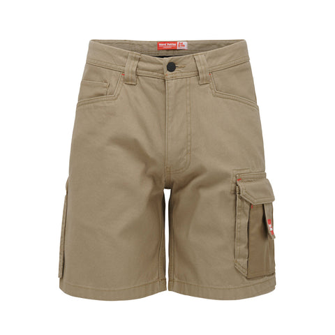 Hard Yakka Men's Legends Cotton Cargo Shorts Khaki, Size 82R, 340gsm 100% Cotton, Triple Stitched