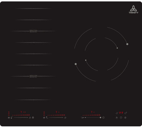 Trinity 60cm combo cooktop - 2 induction and 1 radiant zone, touch and slide controls - TRCI603
