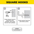 Everhang 25mm Steel Square Hook 20 Pack Zinc Plated 15kg Load