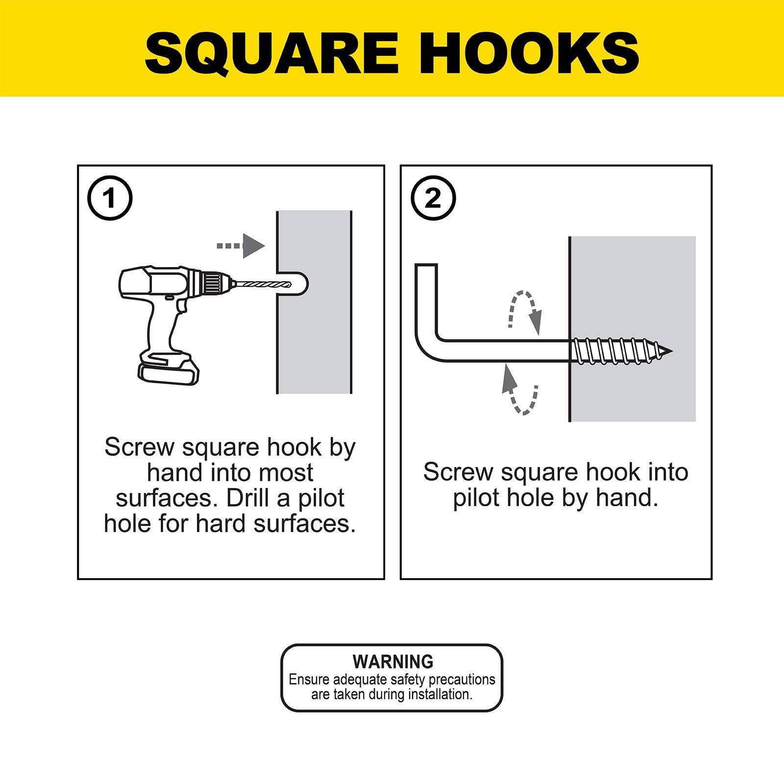 Everhang 25mm Steel Square Hook 20 Pack Zinc Plated 15kg Load