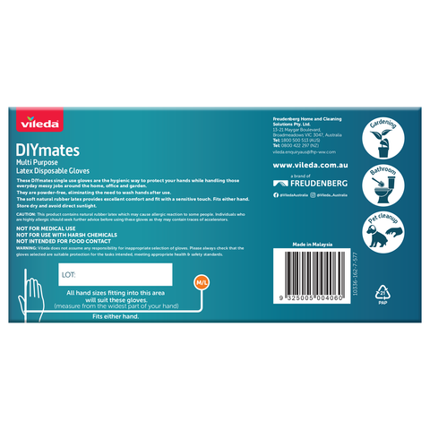 Vileda Ansell WORKmates Latex Disposable Gloves 100 Pack - Medium/Large