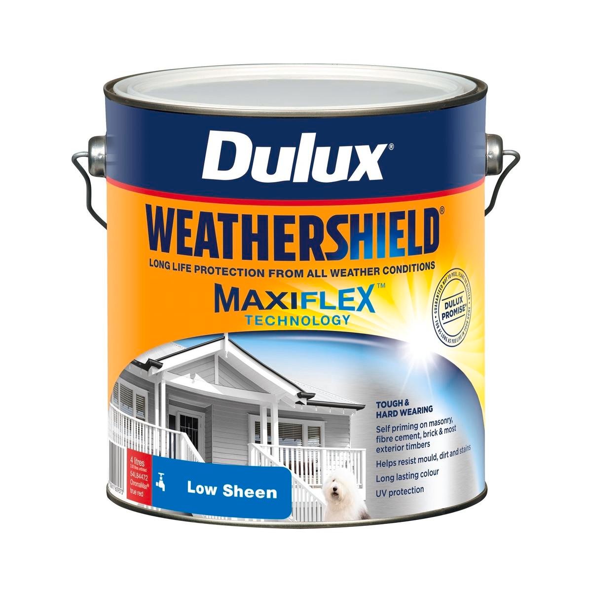 Dulux Weathershield Low Sheen Exterior Paint 4L True Red 4L - SuperSaverAU - view 1