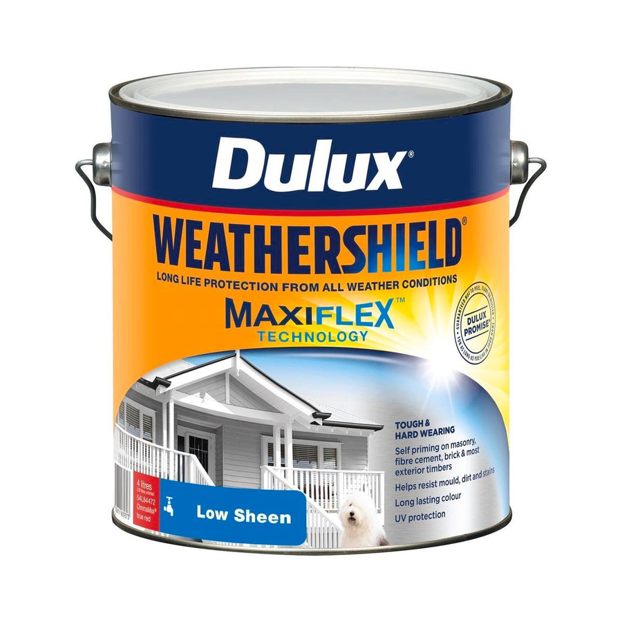 Dulux Weathershield Low Sheen Exterior Paint 4L True Red 4L - SuperSaverAU - view 1