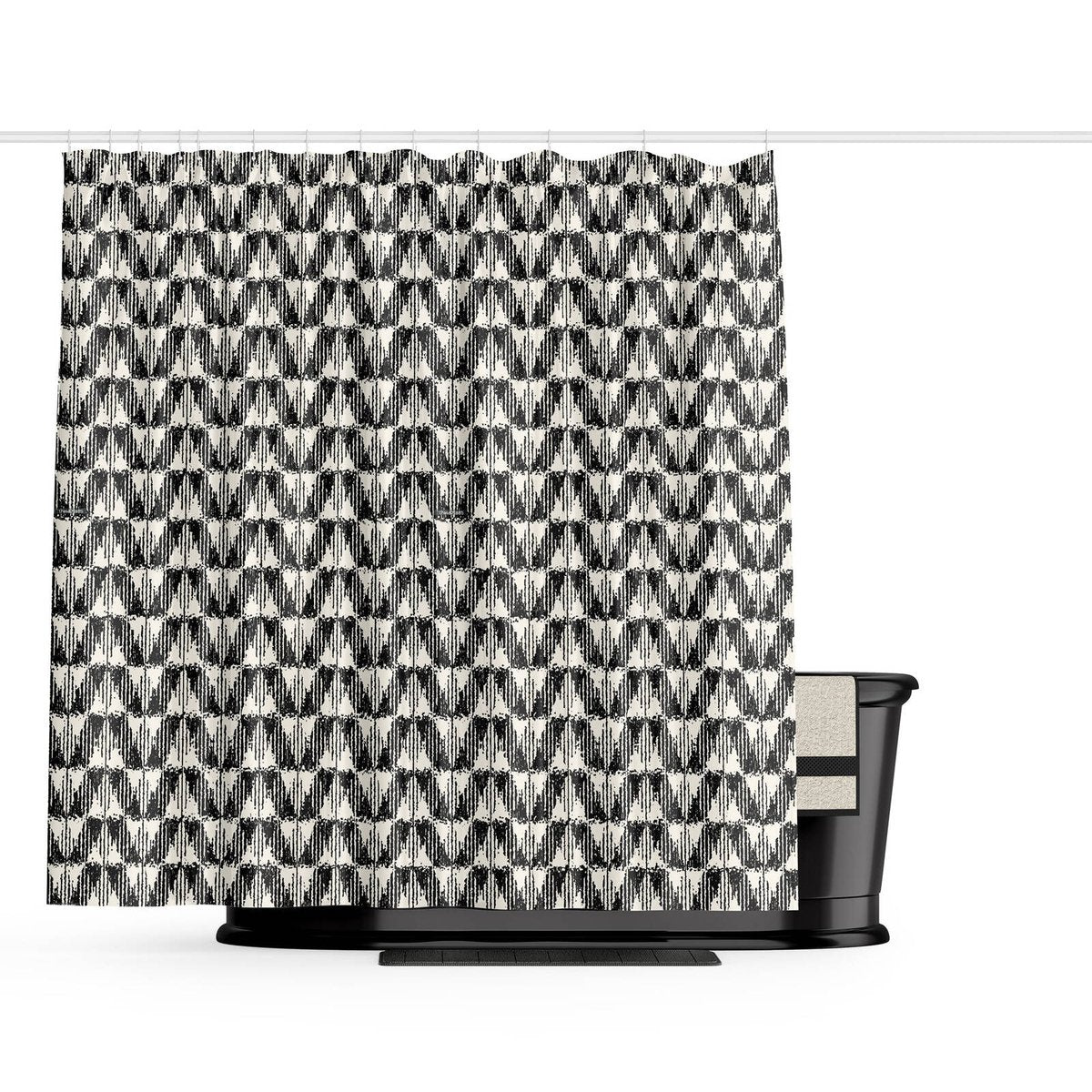 Barelli Polyester Shower Curtain - Woven Chevron - 180 x 180cm - Water-Resistant - SuperSaverAU - view 2