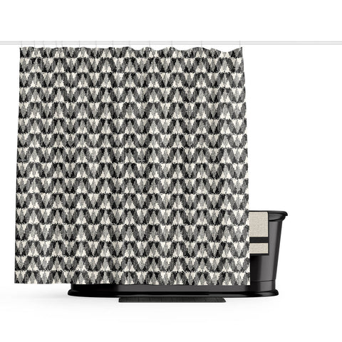 Barelli Woven Chevron Polyester Shower Curtain 180 x 180cm 12 Rings