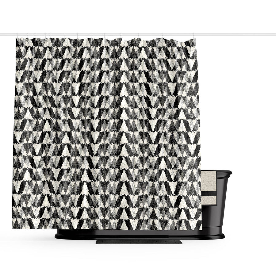 Barelli Woven Chevron Polyester Shower Curtain 180 x 180cm 12 Rings
