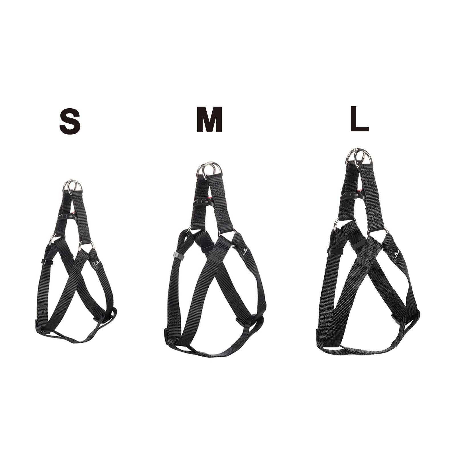 Flamingo Ziggi Large Black Step and Go Dog Harness, 40-70cm, Quick Release Buckle