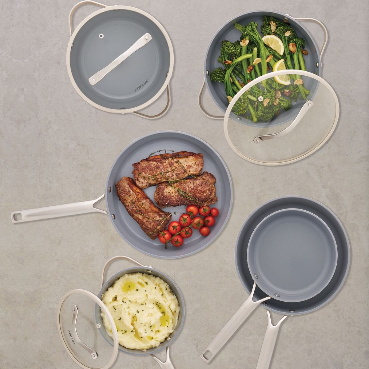 Pyrolux 24cm Casserole with Lid 4.4L - Denim Ceramic Finish, Full Induction Base, Oven Safe - 11528