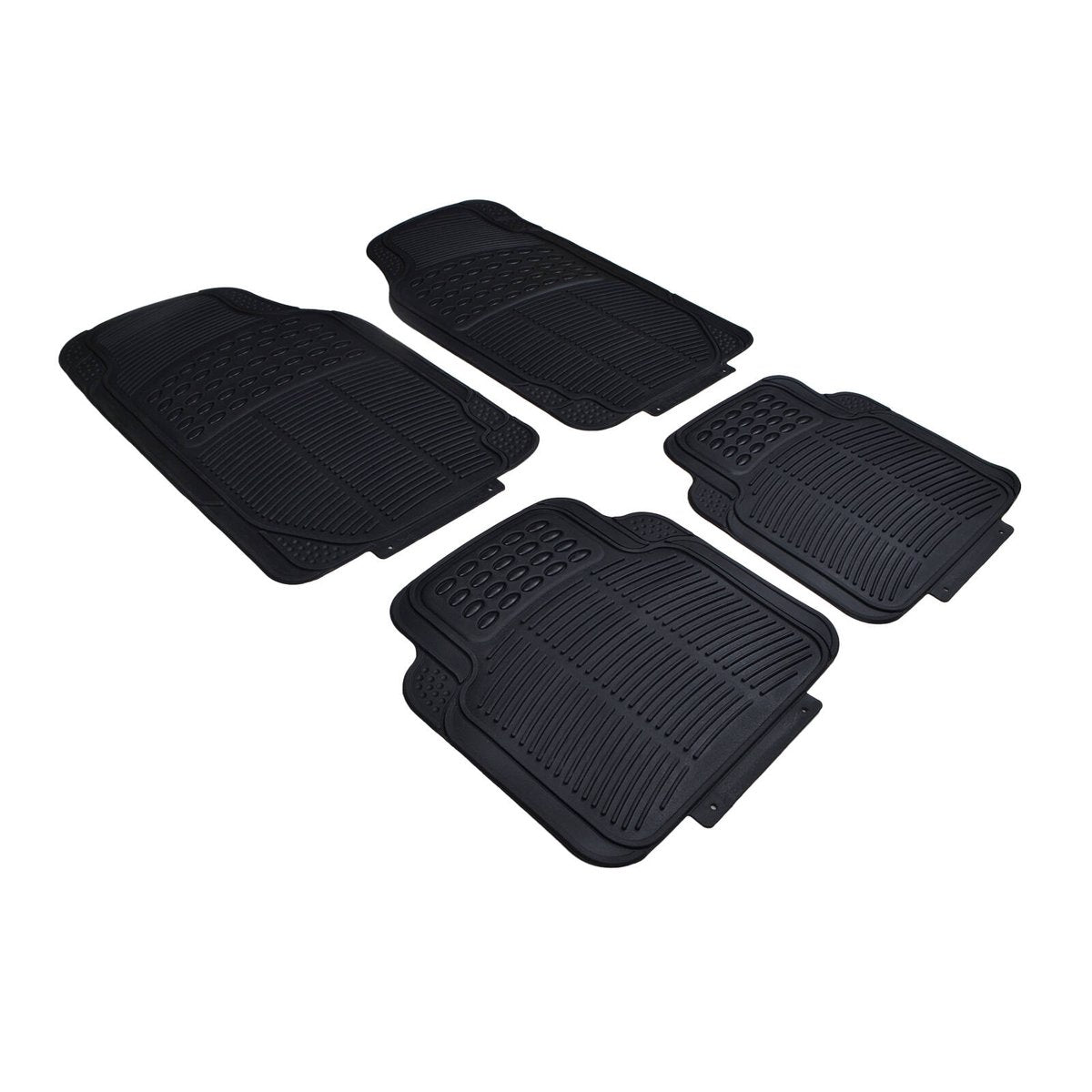 All Set Black PVC Car Floor Mat 4 Piece - Universal Fit - Heavy-Duty Protection - 430mm x 705mm - SuperSaverAU - view 2
