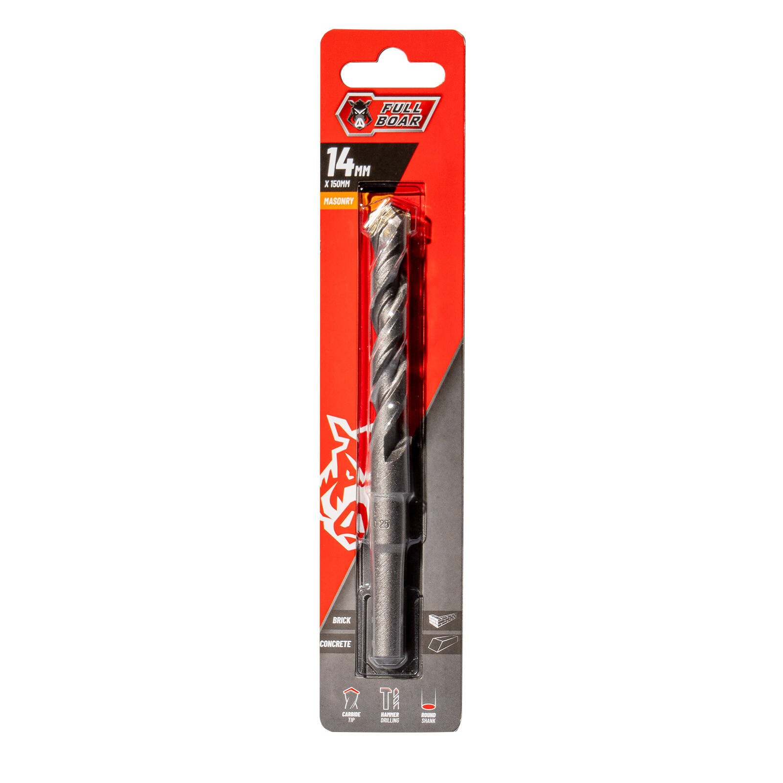 Full Boar 14mm x 150mm TCT Masonry Drill Bit, Hammer-Rated for Concrete