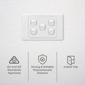 DETA Five Gang Switch 5 Gang 10A 240V White Polycarbonate Indoor 6105B