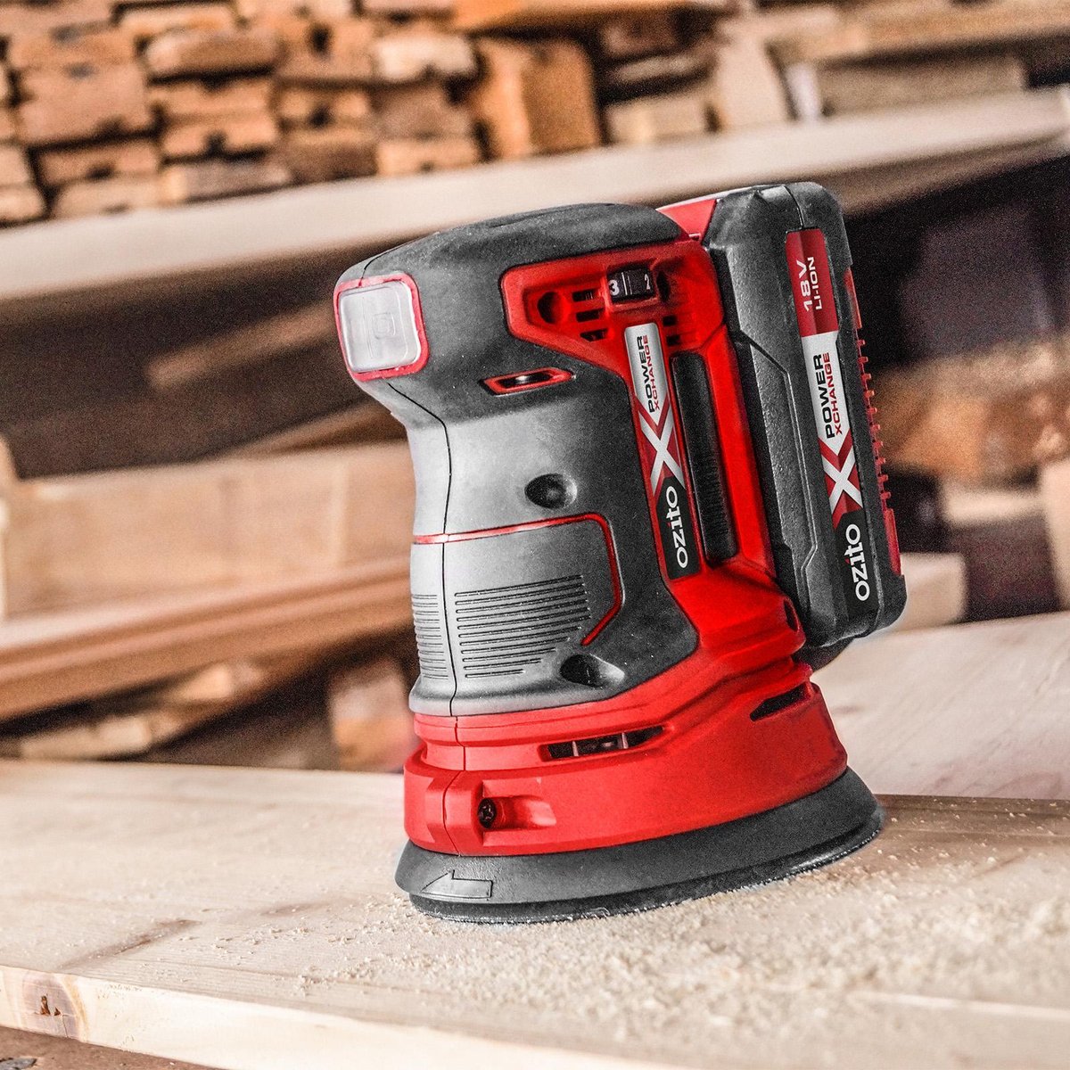 Ozito PXC 18V Cordless 125mm Random Orbital Sander Metal Plastic Easy Clean - SuperSaverAU - view 3