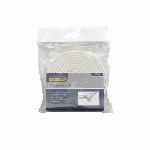 Syneco 9 x 5.5mm x 5m White EPDM D Type Door Seal