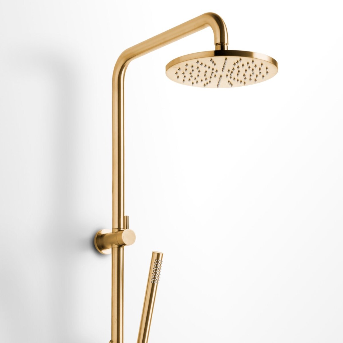 Rogerseller Tonic Baton Dual Rail Shower - Brushed Gold - Brass Baton Hand Piece, 2-Way Diverter - 3506003814