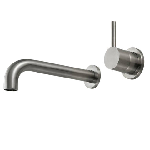 Rogerseller Tonic Up Wall Basin Mixer 200mm - 6 Star WELS - Brushed Nickel Finish - 3606014507