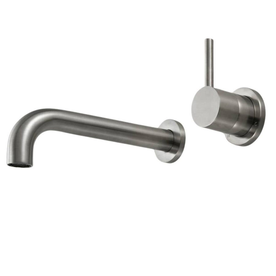 Rogerseller Tonic Up Wall Basin Mixer 200mm - 6 Star WELS - Brushed Nickel Finish - 3606014507