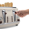 Delonghi Icona Vintage 4 Slice Toaster 325mm Beige - Stainless Steel - Extra Wide Slots - SuperSaverAU - view 4