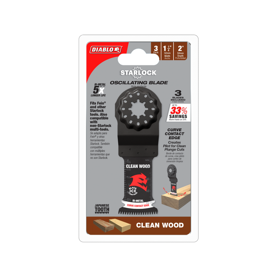 Diablo 32mm Bi-Metal Multi Tool Blades - Clean Wood - 3 Pack - Durable - SuperSaverAU - view 1