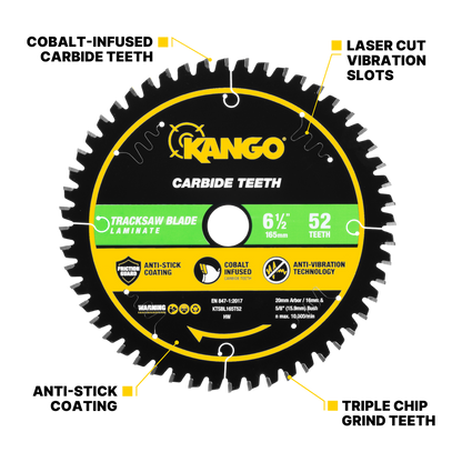 Kango 165mm 52T Laminate Track Saw Blade - Precision Cutting - Durable