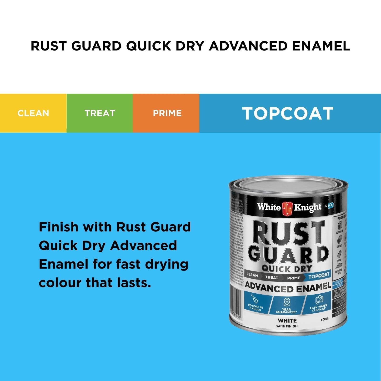 White Knight Rust Guard Quick Dry Enamel 500ml White Satin