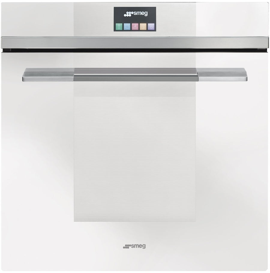 Smeg 60cm Linear Aesthetic Pyrolytic Oven - 79L, 17 Functions, SmartSense Plus, White Glass - SFPA6140B