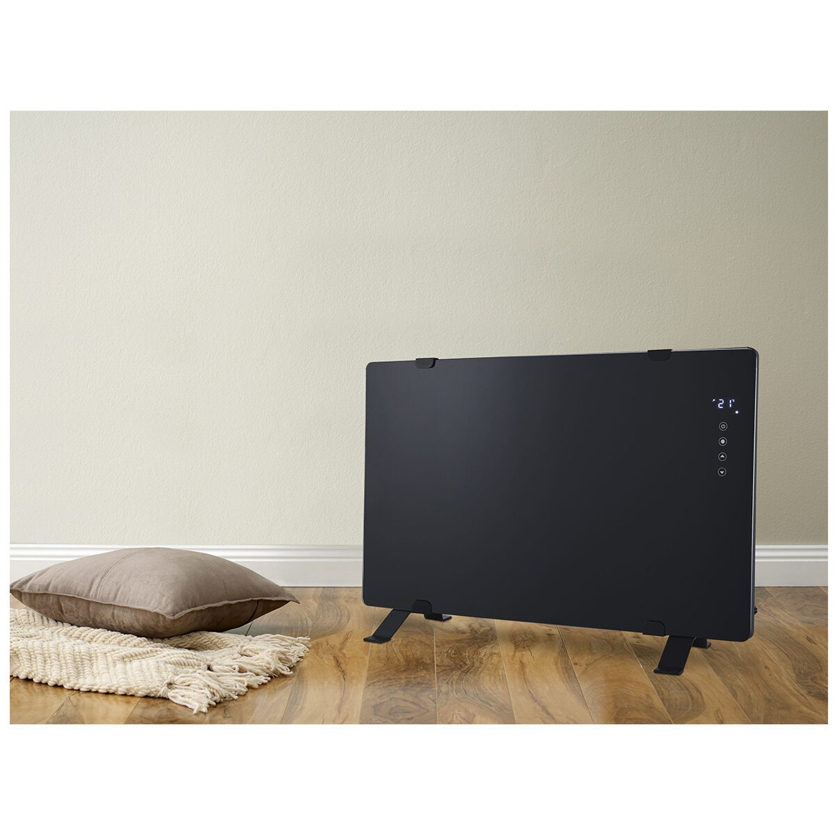 Rinnai 1000W Black Glass Electric Panel Heater - Wi-Fi Control, IP24 Rating, Remote Control - BEPH10DTWF