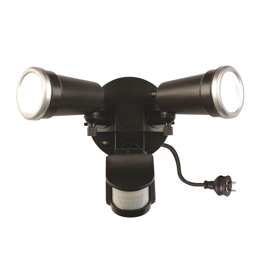 Brilliant Trooper 20W LED Twin Flood Light Motion Sensor Outdoor Black 20849/06