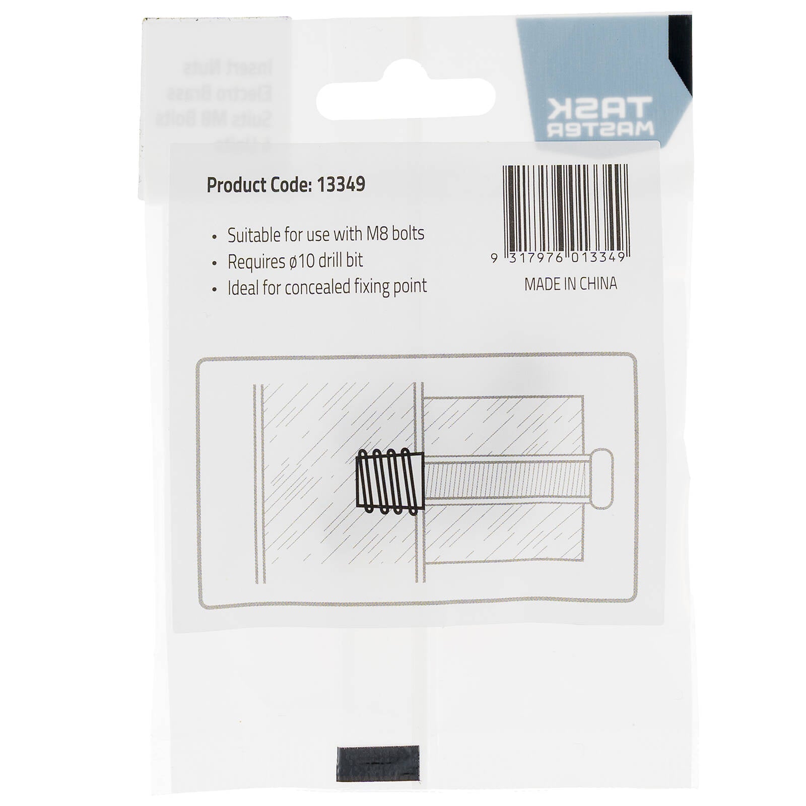 Taskmaster M8 x 15mm Electro Brass Curved Insert Nuts 10 Pack