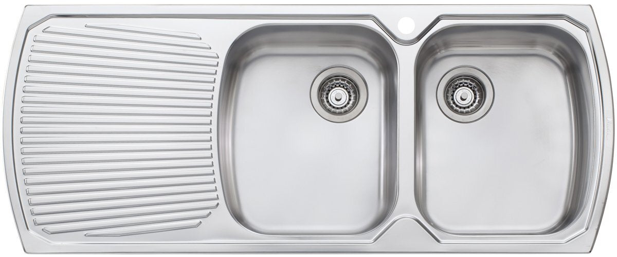 Oliveri Monet Double Bowl Topmount Sink - Left Hand Drainer - Colander and Preparation Board - MO772