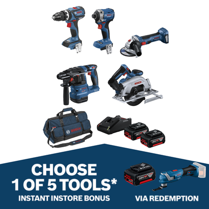 Bosch 18V Professional Combo Kit - 5 Piece - 2 x 5.0Ah Batteries - Brushless
