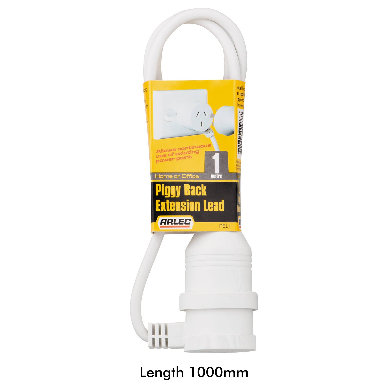Arlec 1m White Piggyback Extension Lead 240V 10A PEL1