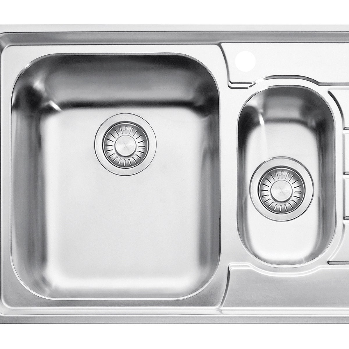 Franke Neptune 1 and 1/4 bowl sink with right hand drainer - 27L and 6L bowls, topmount - NEX651RHD
