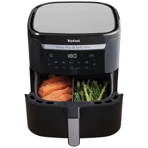 Tefal Easy Fry and Grill 2 in 1 XXL Air Fryer - FlexCook Divider, Smokeless Grill, Black - EY8018