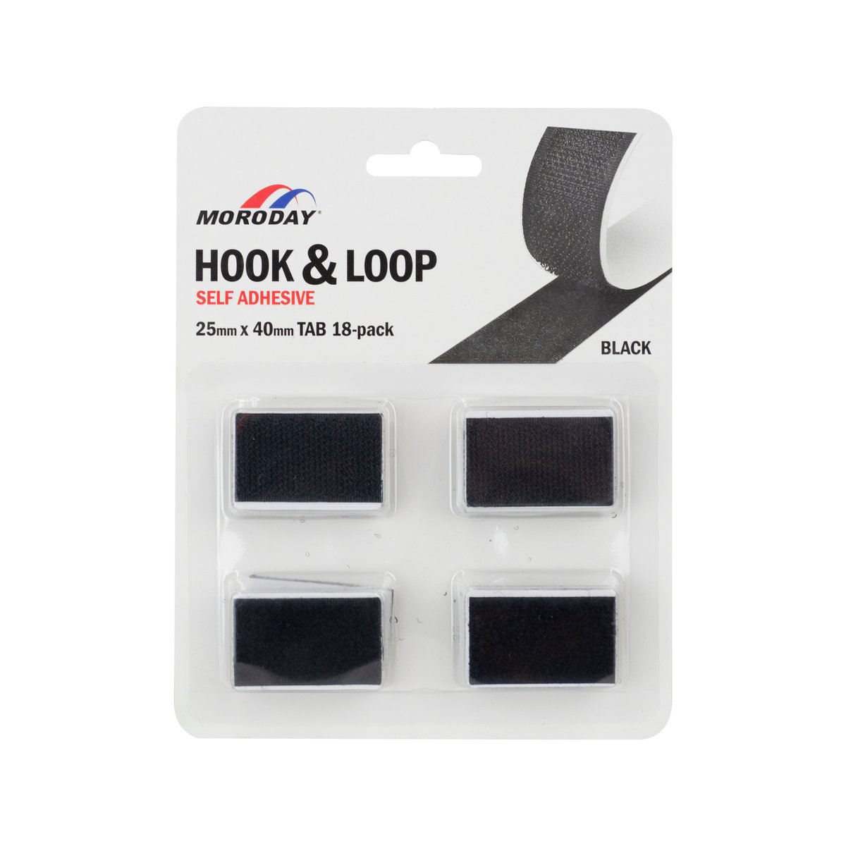 Moroday Black Self Adhesive Hook and Loop Tab - 25x40mm - 18 Pack - Durable - SuperSaverAU - view 2