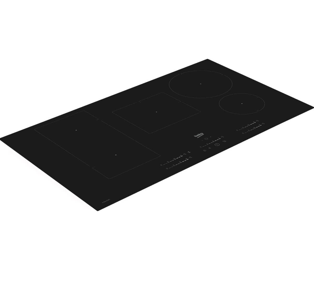 Beko 90cm Induction Cooktop - Black Ceramic Glass, 5 Zones, IndyFlex Zone, Touch Controls - BCT901IGN