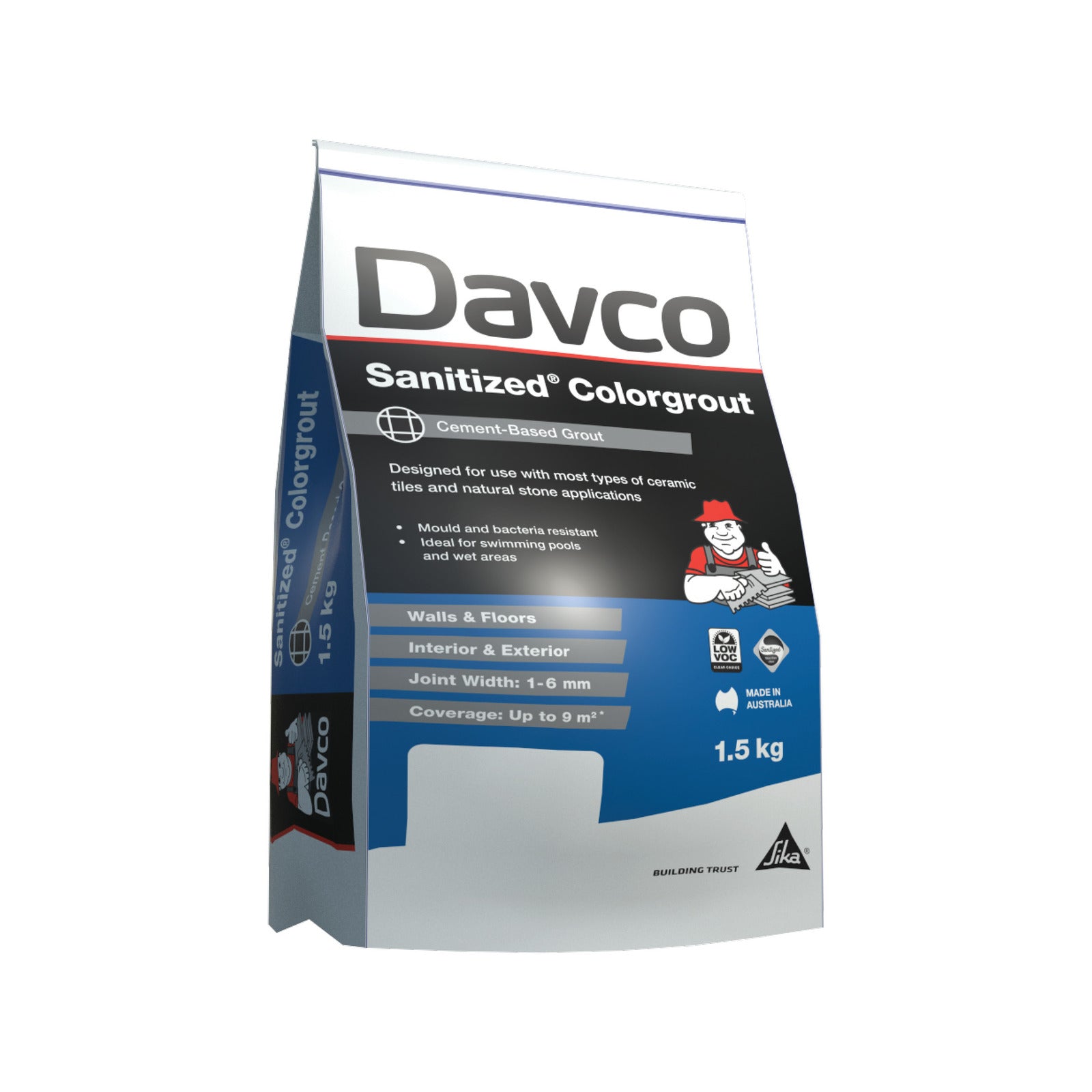 Davco 1.5kg Mocha #64 Sanitized Colourgrout - Cement Based, Mould Resistant, Wall & Floor