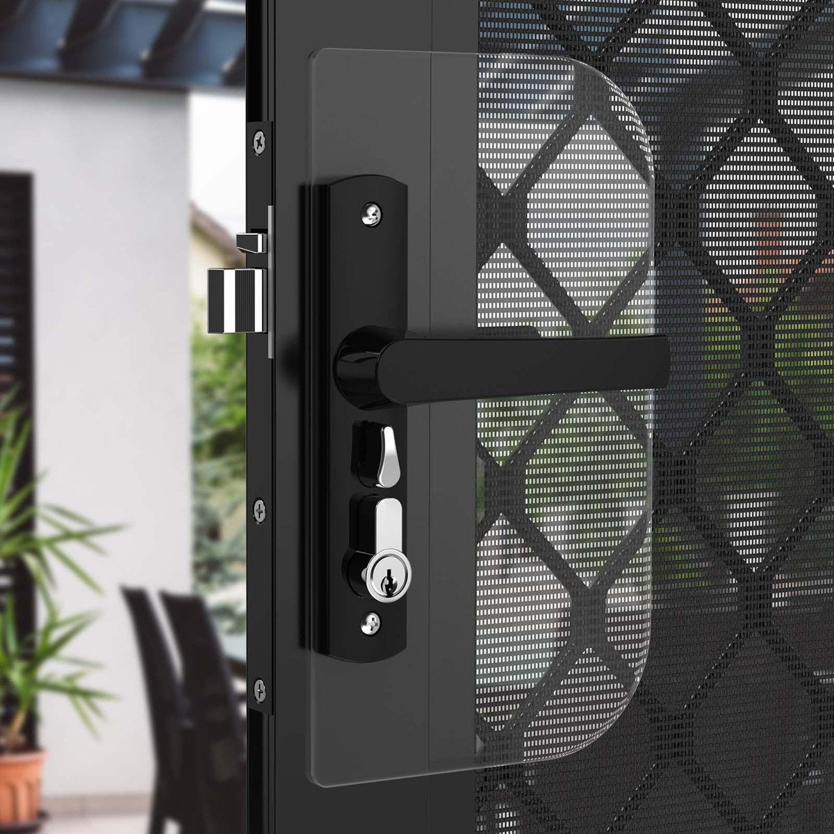 Rolltrak Black Keyed Hinged Screen Door Lock 50mm Alloy Security - SuperSaverAU - view 3