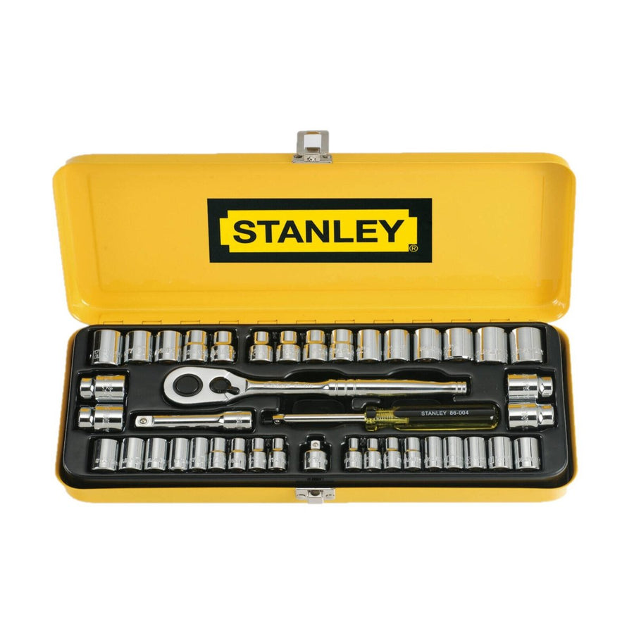 Stanley 41 Piece Socket Set - 1/4" & 3/8" Drive - Chrome Vanadium Steel - Durable - SuperSaverAU - view 1