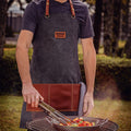 Tramontina Churrasco Denim BBQ Apron - Adjustable Straps and Belt - Faux Leather Pocket - 26571000