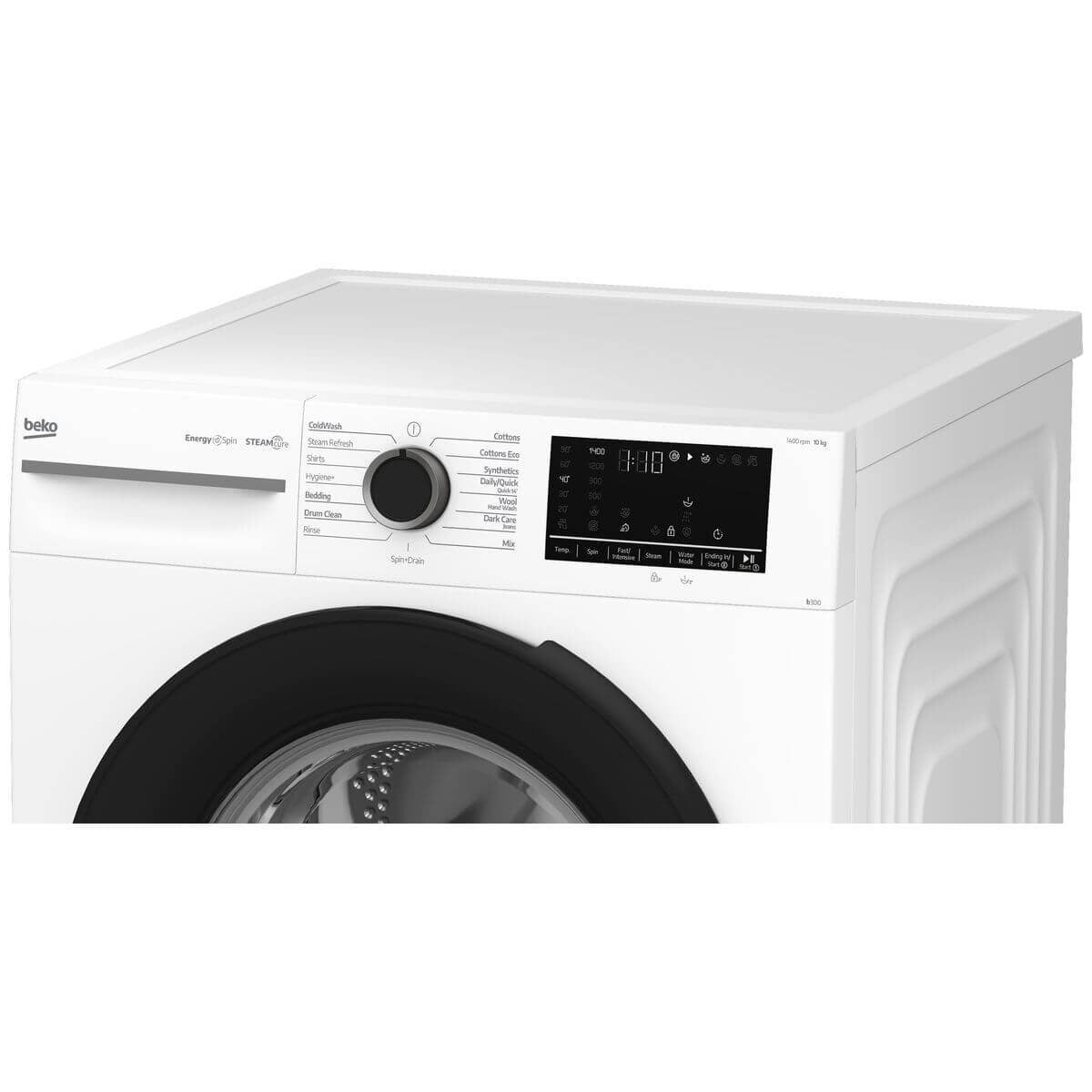 Beko 10kg Front Load Washing Machine - White, SteamCure, EnergySpin, ColdWash, Hygiene+ Cycle - BFLB1010W