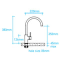 Billi Home Round Gooseneck Mixer Tap - Polished Chrome Finish - 6 Star WELS Rating - 4.5L/min - 991600GCH