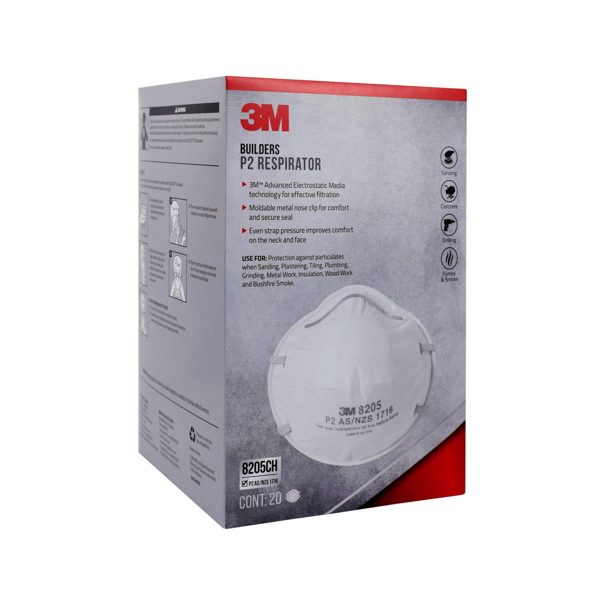 3M Builders P2 Respirator - 20 Pack - Advanced Filtration - Dust Protection - SuperSaverAU - view 1