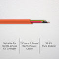 Deta 5m 450/750V V90 2.5mm 2 Core E 1 Phase Cable - Orange - Durable & Flexible - SuperSaverAU - view 4