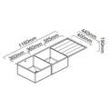 Abey Lugano Double Bowl Sink with Drainer - SUS304 Stainless Steel, Scotchbrite Finish - ST340DU