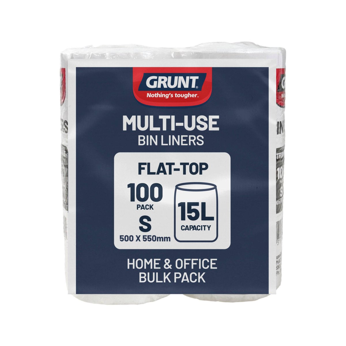 Grunt Multi Purpose Rubbish Bags 15L 100 Pack - White - Flat Top Design - SuperSaverAU - view 1