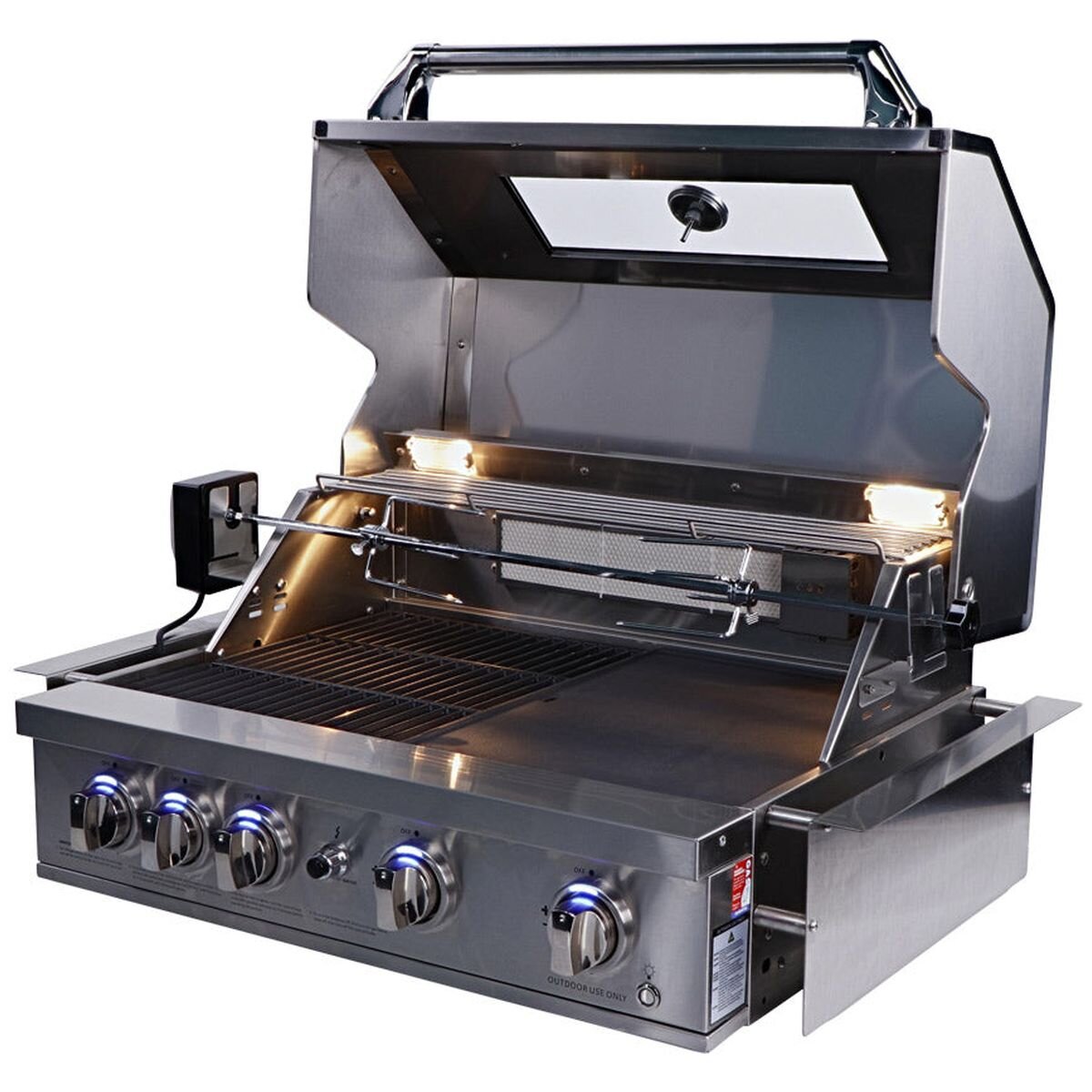 Smart Four Burner Built-In LPG BBQ - Stainless Steel, Rotisserie and Infrared Burner - 401WB-W